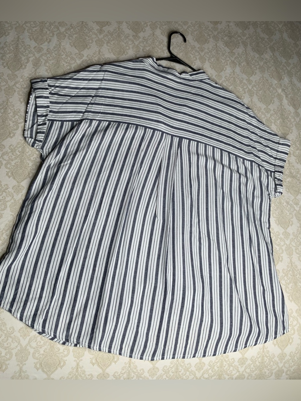 A.N.A White Blue Striped Button Down Shirt Short Sleeve XL - Picture 9 of 9